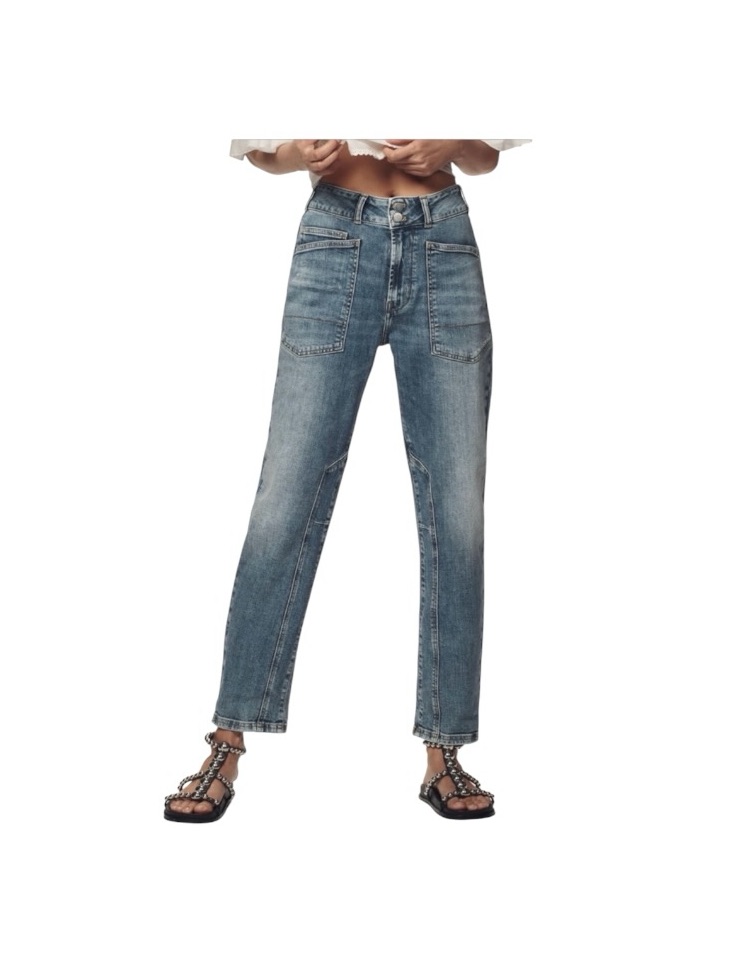 Anthropologie Pilcro Wanderer Mid-Rise Relaxed Jeans Blue Straight-Leg Boho 29